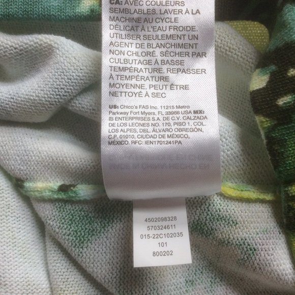 Chico's Verdant Animal & Foliage Print Sleeveless Roomy Boho Tank Top Size 3-XL - Picture 5 of 5